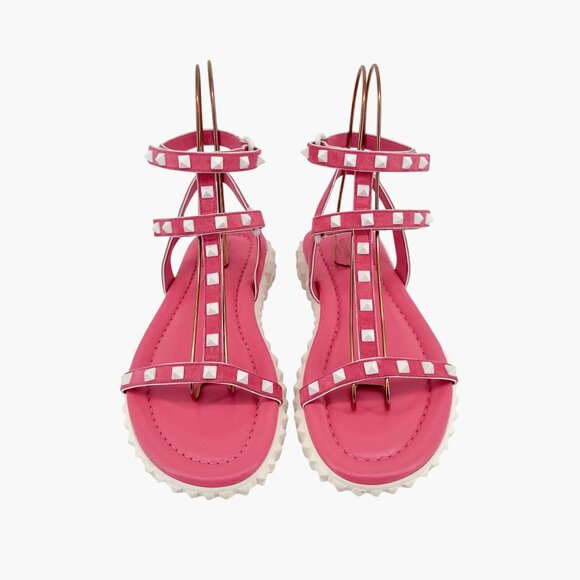 Valentino Free Rockstud Gladiator Sandals Pink Suede Size 39 US 9 Women Dad - Picture 3 of 15